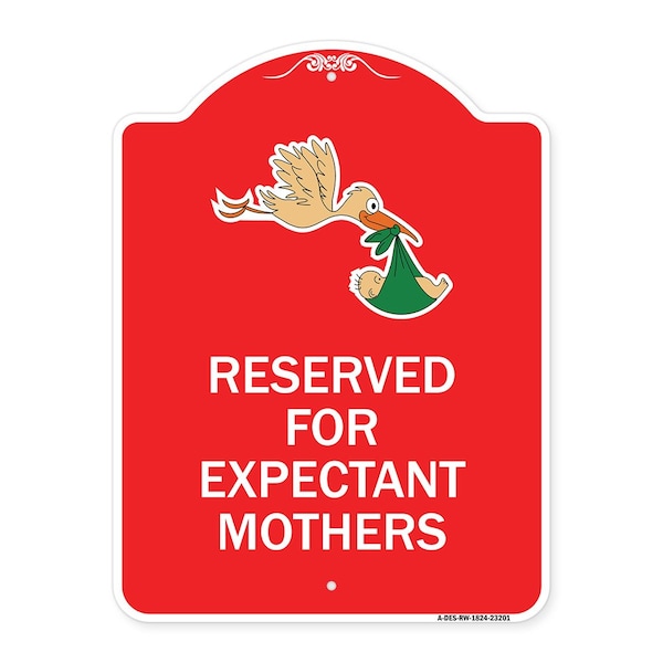 Reserved for Expectant Mothers With Stork & Baby Graphic, Red & White Architectural, RW-1824-23201